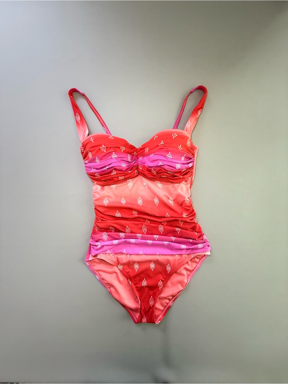Bleu Rod Beattie Swimsuit Cool Breeze Shirred Pink & Red No Size - 4 6 8 ? New